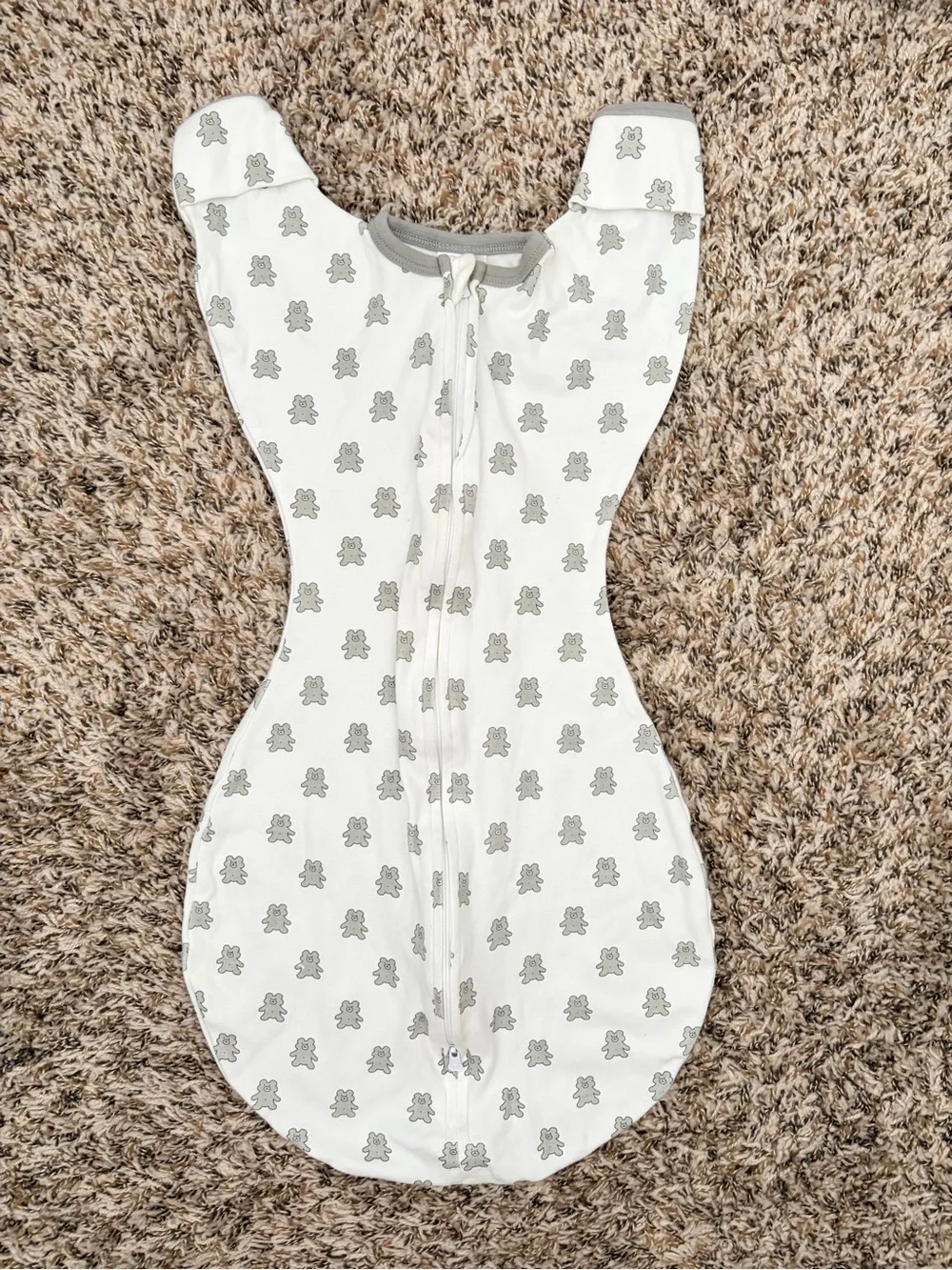 Gray Bear-Print Baby Sleep Sack - Neutral Cozy Swaddle
